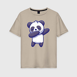 Футболка оверсайз женская Dabbing panda, цвет: миндальный
