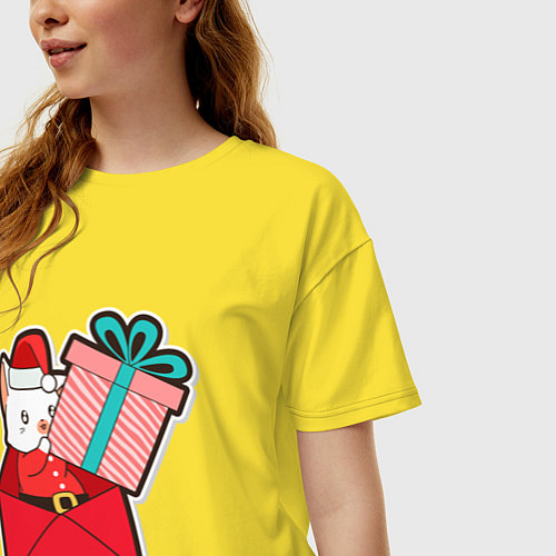 Женская футболка оверсайз Вам подарок от котика / Желтый – фото 3