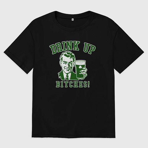 Женская футболка оверсайз Drink up / Черный – фото 1