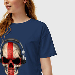 Футболка оверсайз женская England music skull, цвет: тёмно-синий — фото 2