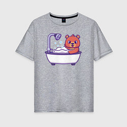 Женская футболка оверсайз Мишка в ванне