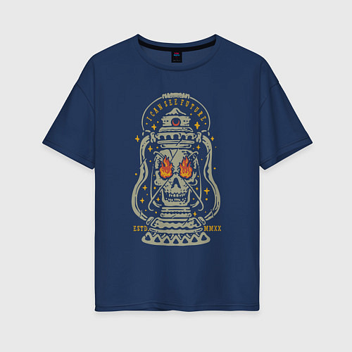 Женская футболка оверсайз Лапма череп / Тёмно-синий – фото 1