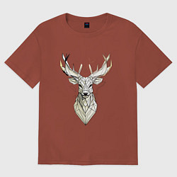 Футболка оверсайз женская Олень в геометрическом стиле, цвет: кирпичный