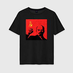Футболка оверсайз женская Lenin in red, цвет: черный