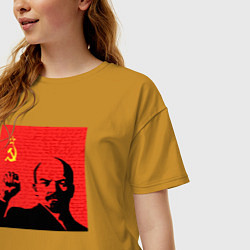 Футболка оверсайз женская Lenin in red, цвет: горчичный — фото 2