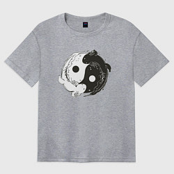 Женская футболка оверсайз Аксолотль - Инь Янь