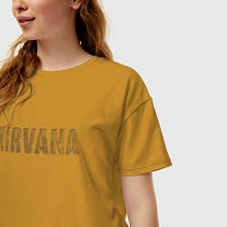 Футболка оверсайз женская Nirvana grunge text, цвет: горчичный — фото 2