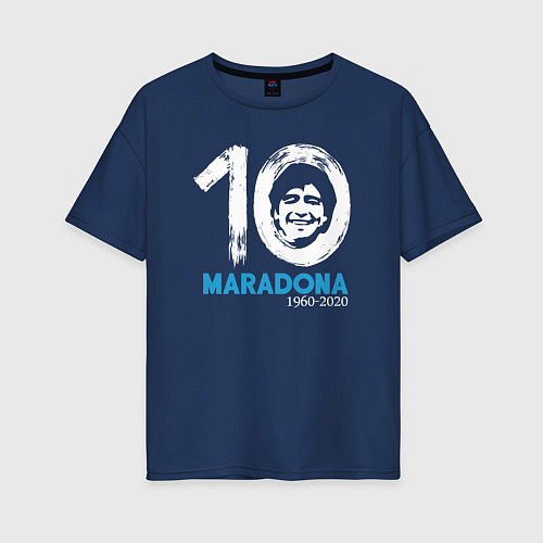 Женская футболка оверсайз Maradona 10 / Тёмно-синий – фото 1