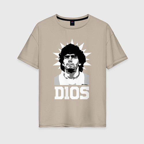 Женская футболка оверсайз Dios Diego Maradona / Миндальный – фото 1