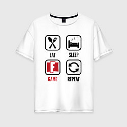 Футболка оверсайз женская Eat - sleep - Fortnite - repeat, цвет: белый