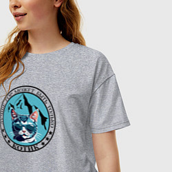 Футболка оверсайз женская Лучше гор может быть только котик, цвет: меланж — фото 2