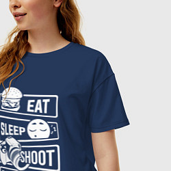 Футболка оверсайз женская Еда сон фото, цвет: тёмно-синий — фото 2