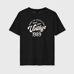 Футболка оверсайз женская 1989 год - выдержанный до совершенства, цвет: черный
