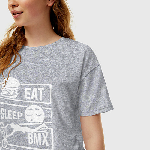 Женская футболка оверсайз Еда сон bmx / Меланж – фото 3