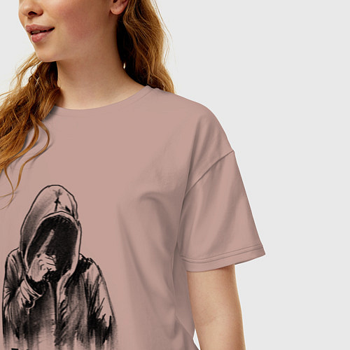 Женская футболка оверсайз Пацаны не плачут фраза / Пыльно-розовый – фото 3