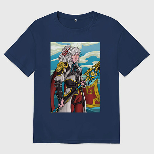 Женская футболка оверсайз Цзин Юань - Honkai Star Rail / Тёмно-синий – фото 1