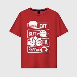 Женская футболка оверсайз Eat sleep yoga