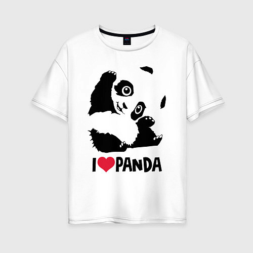 Женская футболка оверсайз I love panda / Белый – фото 1