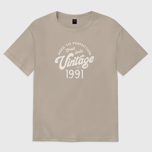 Женская футболка оверсайз 1991 год - выдержанный до совершенства / Миндальный – фото 1