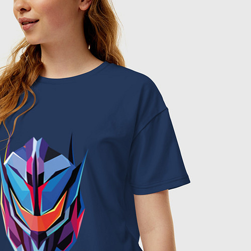 Женская футболка оверсайз Transformers art / Тёмно-синий – фото 3