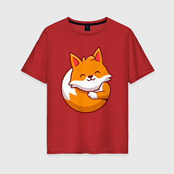 Футболка оверсайз женская Orange fox, цвет: красный