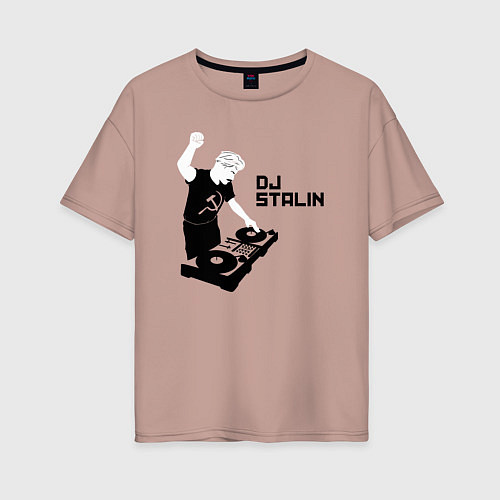 Женская футболка оверсайз Диджей Сталин / Пыльно-розовый – фото 1