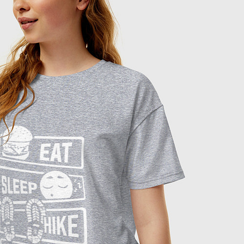 Женская футболка оверсайз Еда сон туризм / Меланж – фото 3