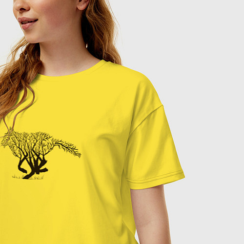 Женская футболка оверсайз Лиса из веток / Желтый – фото 3