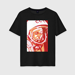 Футболка оверсайз женская Gagarin in red, цвет: черный