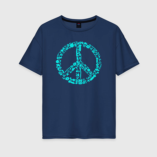 Женская футболка оверсайз Peace life / Тёмно-синий – фото 1