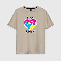 Женская футболка оверсайз I love cmyk