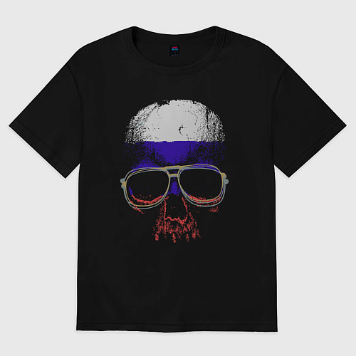 Женская футболка оверсайз Russia skull / Черный – фото 1