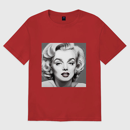 Женская футболка оверсайз Портрет Мэрилин / Красный – фото 1