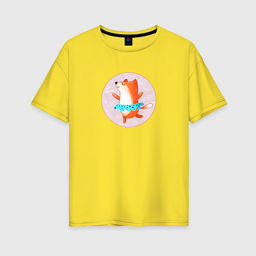 Женская футболка оверсайз Танцующая лиса / Желтый – фото 1