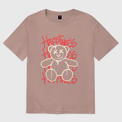 Футболка оверсайз женская Teddy медвежонок happiness, цвет: пыльно-розовый
