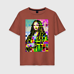 Футболка оверсайз женская Mona Lisa - mosaic pop art, цвет: кирпичный