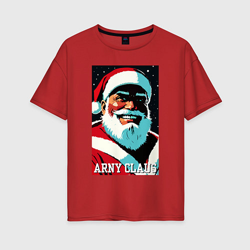 Женская футболка оверсайз Arnold Schwarzenegger - Santa Claus / Красный – фото 1