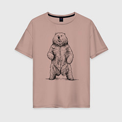 Женская футболка оверсайз Медведь стоит