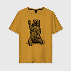 Женская футболка оверсайз Медведь приветливый
