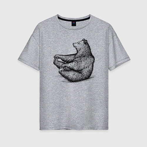 Женская футболка оверсайз Медведь дурачится / Меланж – фото 1