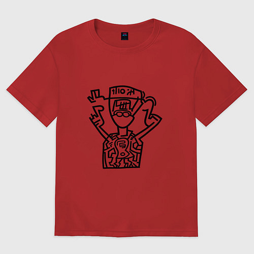 Женская футболка оверсайз Ботаник очкарик / Красный – фото 1