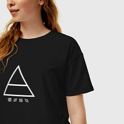 Футболка оверсайз женская 30 Seconds to mars логотип треугольник, цвет: черный — фото 2