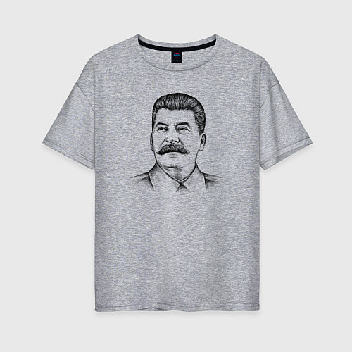 Женская футболка оверсайз Сталин анфас / Меланж – фото 1