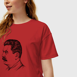 Футболка оверсайз женская Сталин в профиль, цвет: красный — фото 2
