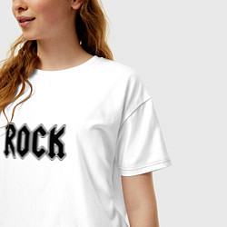 Футболка оверсайз женская Rock text art, цвет: белый — фото 2