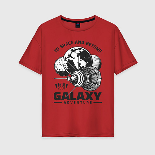 Женская футболка оверсайз Приключение в галактике / Красный – фото 1