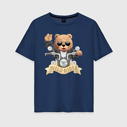 Женская футболка оверсайз Плюшевый медвежонок байкер