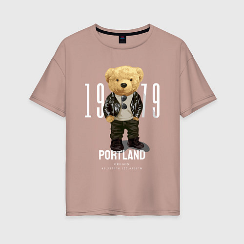 Женская футболка оверсайз Плюшевый медведь portland / Пыльно-розовый – фото 1