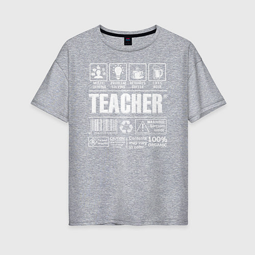 Женская футболка оверсайз Многозадачный учитель / Меланж – фото 1