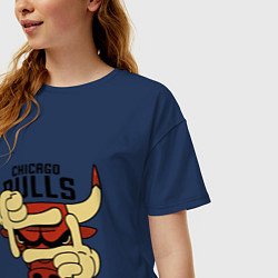 Футболка оверсайз женская Bulls logo with hands, цвет: тёмно-синий — фото 2